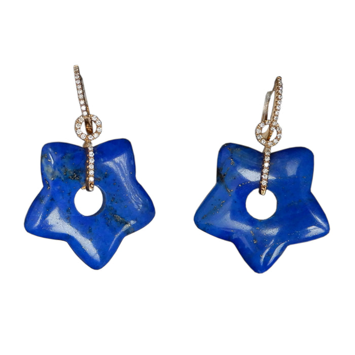 Oorhangers, Lapis Lazuli, Diamant, 18K