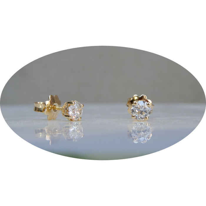 Oorstekers, Diamant Solitair, 18K Goud