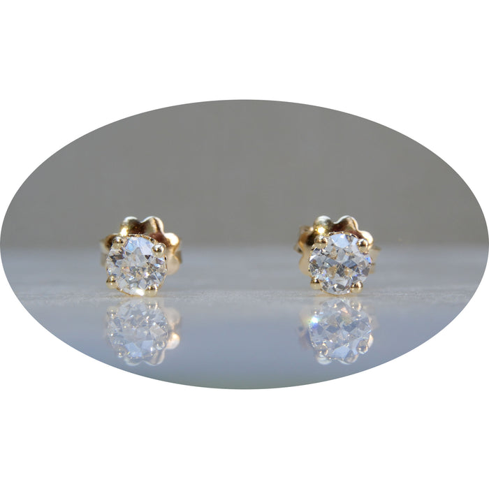 Oorstekers, Diamant Solitair, 18K Goud