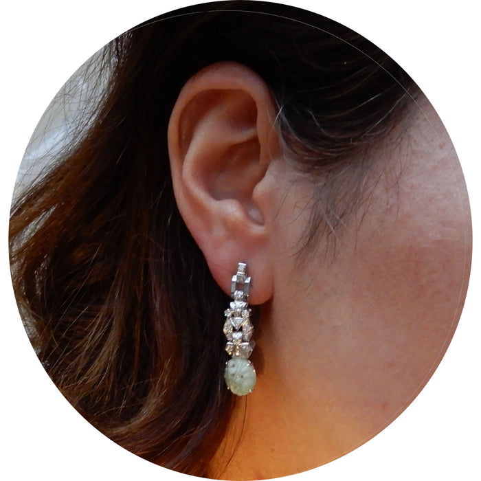 Oorhangers, Jade, Diamant, Platina