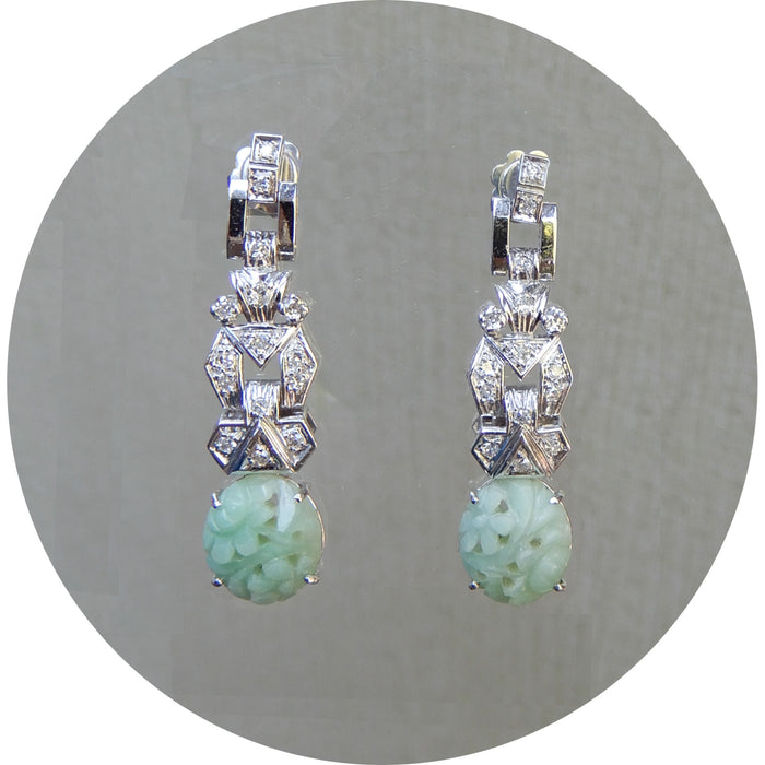 Oorhangers, Jade, Diamant, Platina