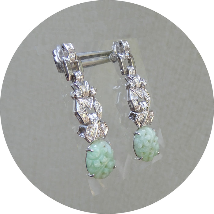 Oorhangers, Jade, Diamant, Platina