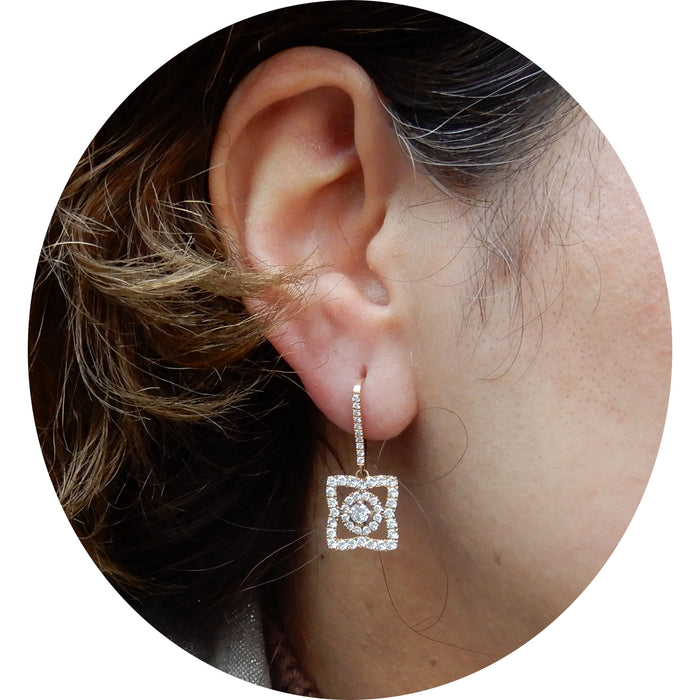 Oorhangers, Diamant, Klavertje vier, 18K
