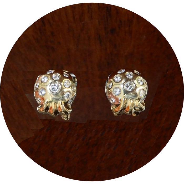 Oorknoppen, Diamant, 18K Geelgoud