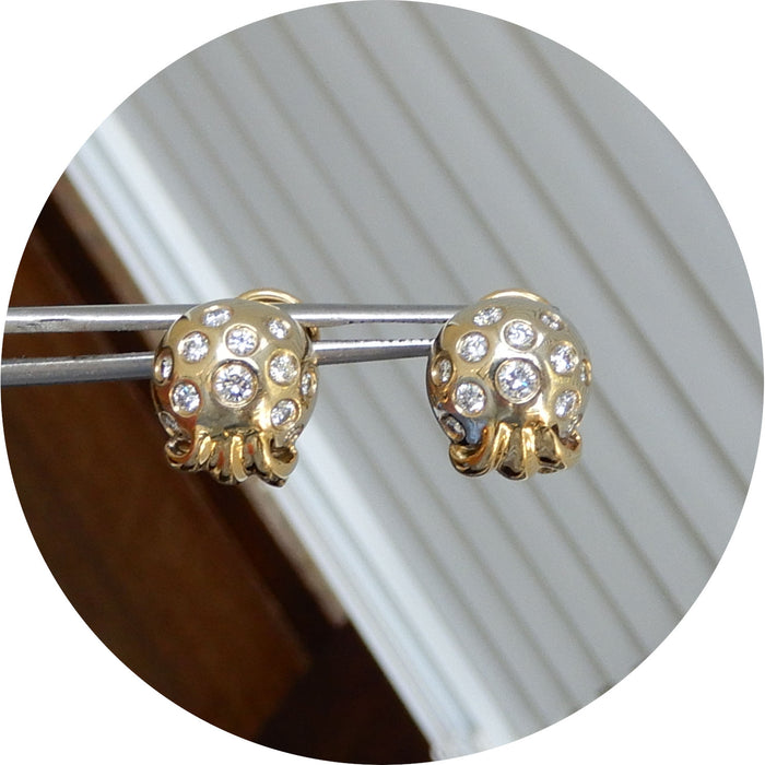 Oorknoppen, Diamant, 18K Geelgoud