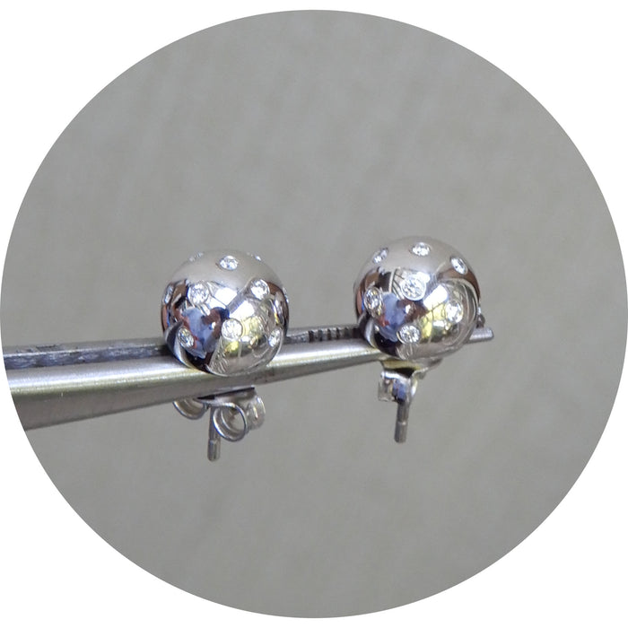 Oorknoppen, Diamant, 14K Witgoud