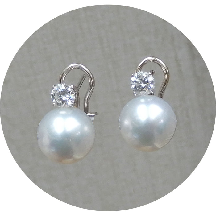 Oorhangers, Zuidzee Parel, Diamant, 18Krt