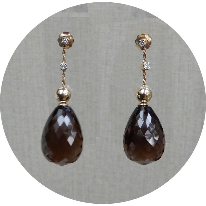 Oorhangers, Topaas, Diamant, 18K