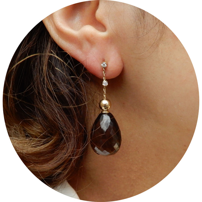 Oorhangers, Topaas, Diamant, 18K