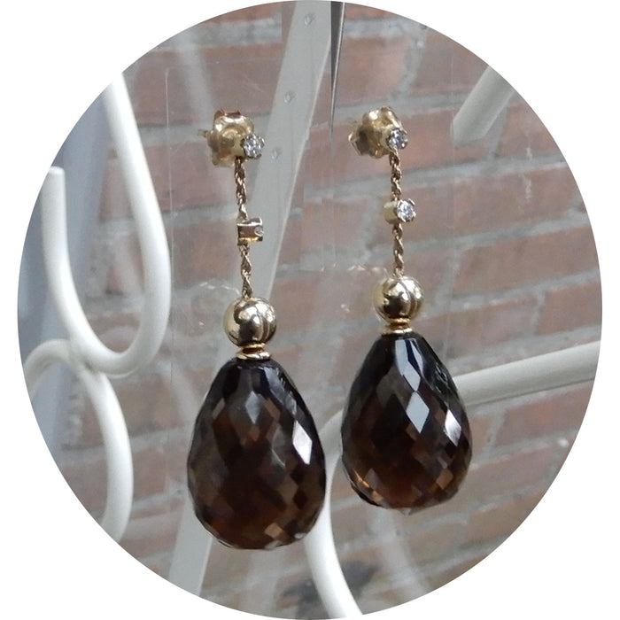 Oorhangers, Topaas, Diamant, 18K