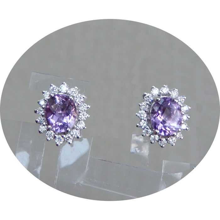 Oorknoppen, Amethist, Diamant, 18K
