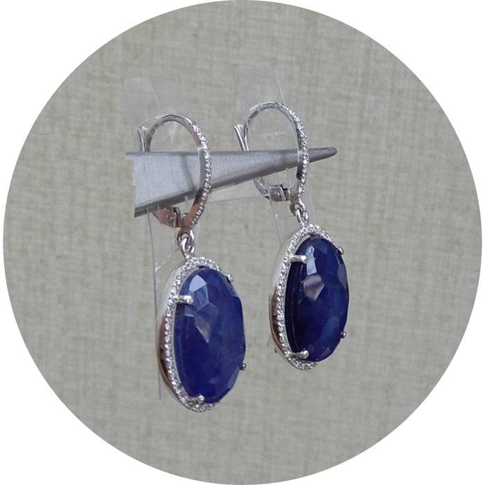 Oorhangers, Kyaniet, Diamant, 18K
