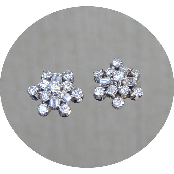 Oorsteker, Rozet, Diamant, 18K
