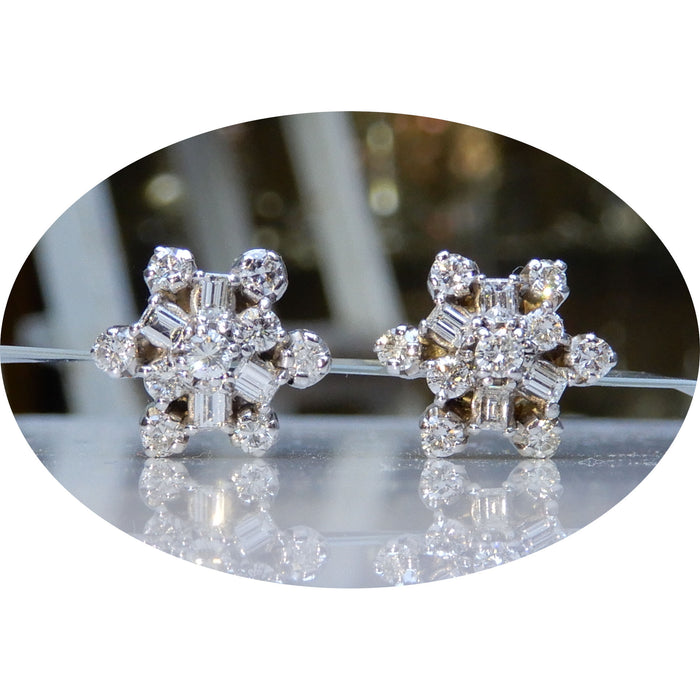 Oorsteker, Rozet, Diamant, 18K