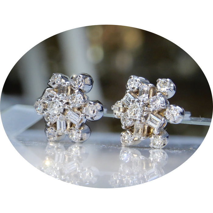 Oorsteker, Rozet, Diamant, 18K
