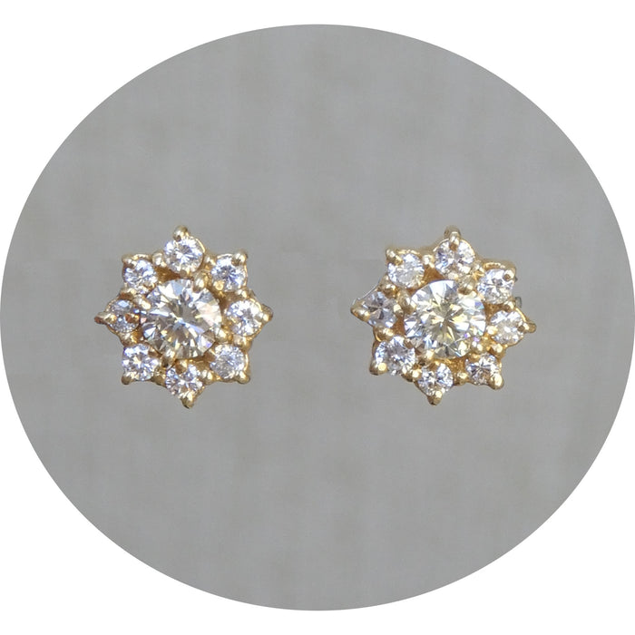 Oorstekers, Diamant, 18K Geelgoud