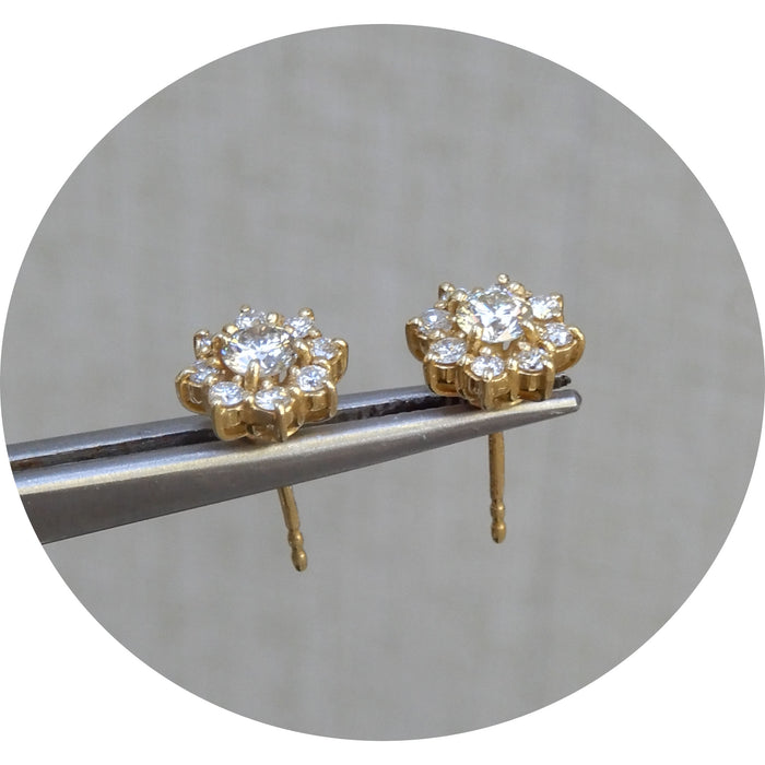 Oorstekers, Diamant, 18K Geelgoud