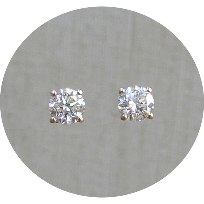 Oorstekers, Diamant Solitair, 18K Goud