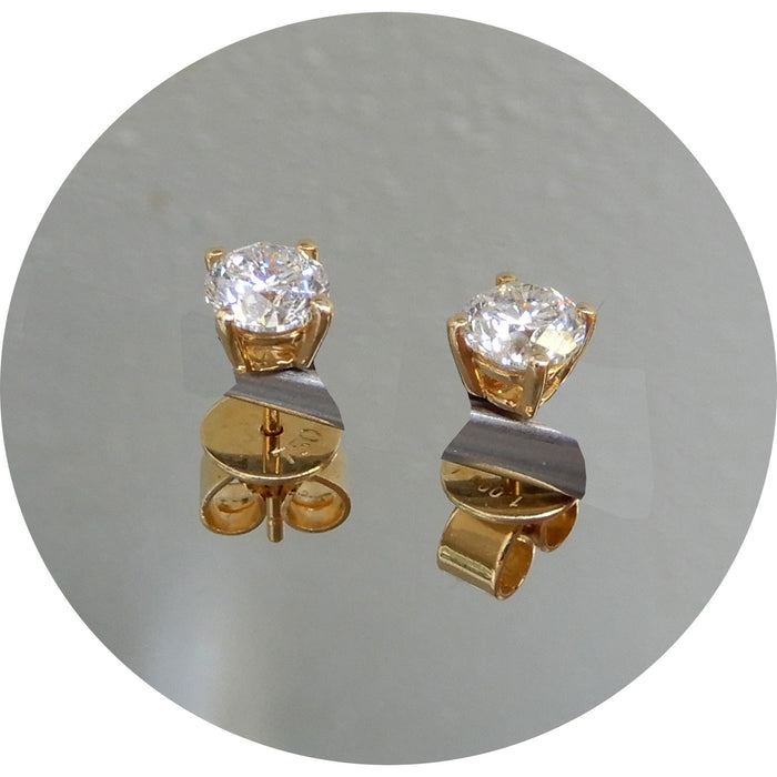 Oorstekers, Diamant Solitair, 18K Goud