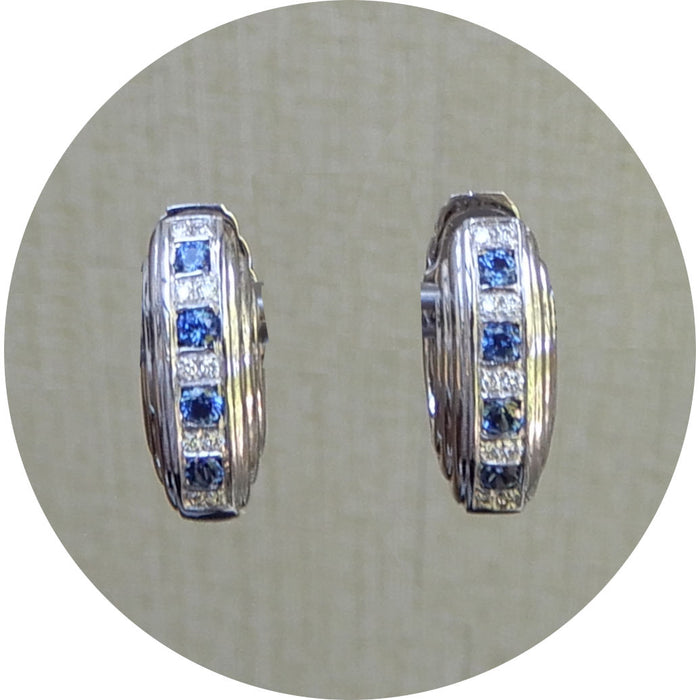 Creolen, Saffier, Diamant, 18K Goud