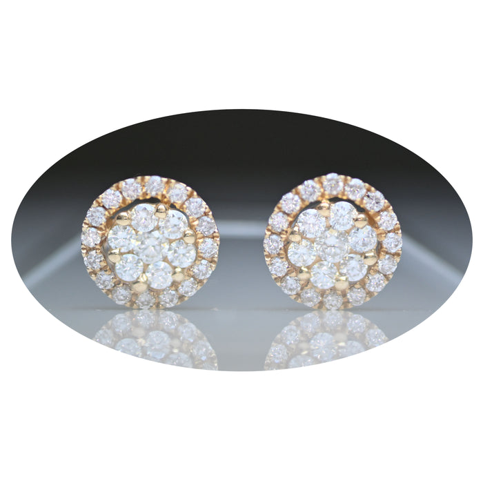 Oorknoppen, Diamant, Halo, 18K