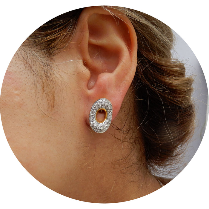 Oorstekers, Diamant-Pave, Ovaal, 18K