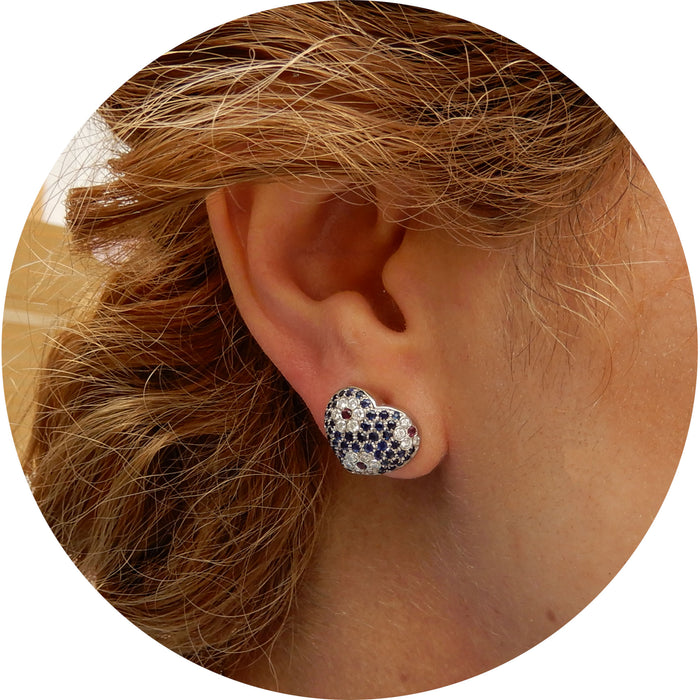 Oorbellen, Saffier, Diamant, 18K, Steltman
