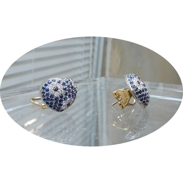 Oorbellen, Saffier, Diamant, 18K, Steltman