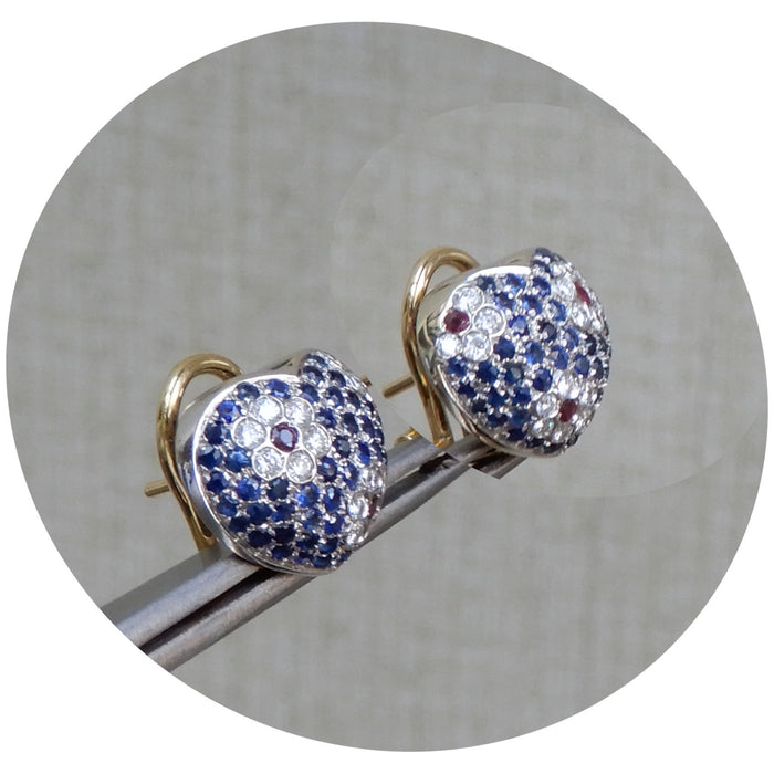 Oorbellen, Saffier, Diamant, 18K, Steltman