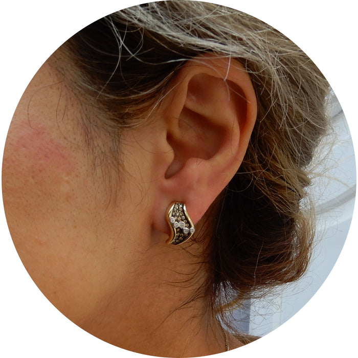 Oorbellen, Cognac Diamant, 14K