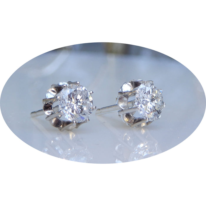 Oorstekers, Solitair, 1,18 ct. Diamant