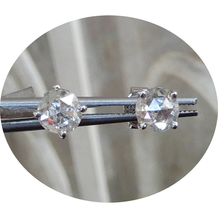 Oorstekers, Solitair, Roosdiamant, 18K
