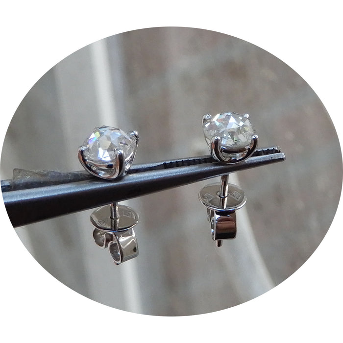 Oorstekers, Solitair, Roosdiamant, 18K