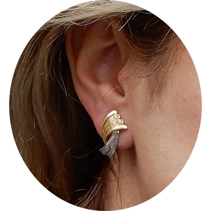 Oorbellen, Diamant, 18K Bicolor