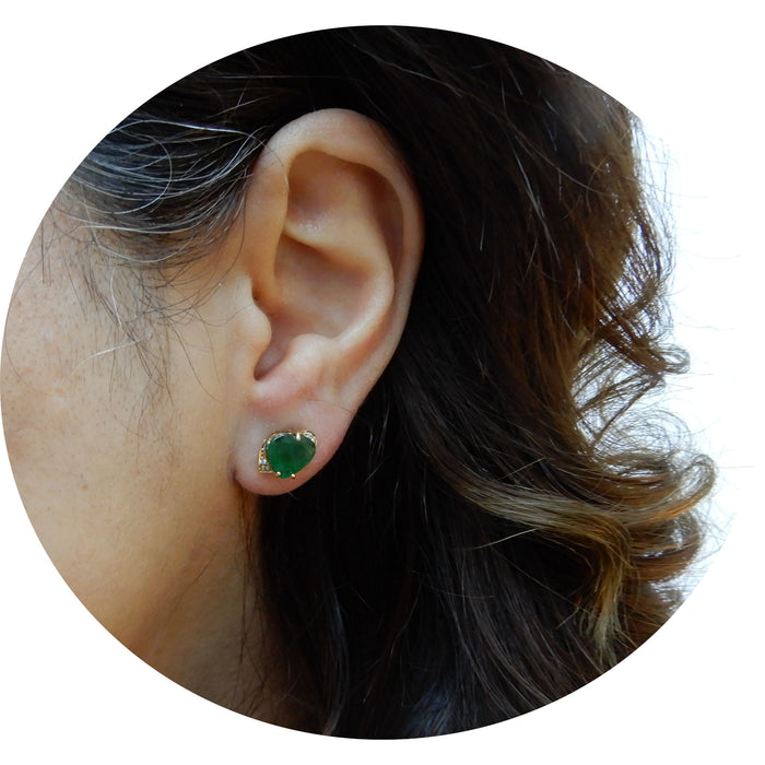 Oorstekers, Smaragd, Diamant, 14K