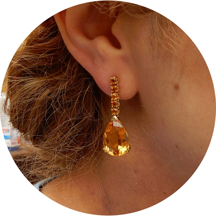 Oorhangers, Citrien, 18K Goud