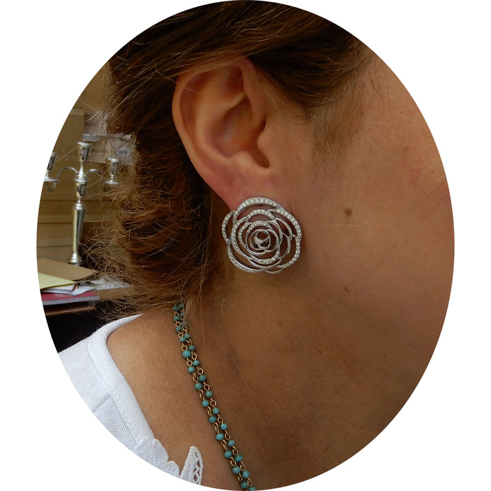Oorclips, Diamant, Camelia, 18K, Maria Callas