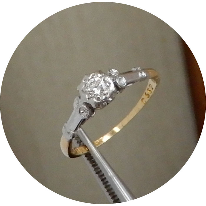 Ring, Diamant, Solitair, 18K Vintage