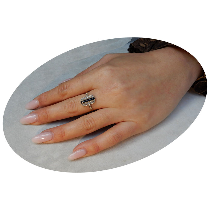 Ring, Diamant, Onyx, 18K, Art Deco