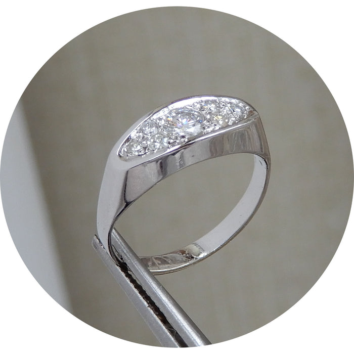 Rijring, Diamant, Pave, 18K Witgoud