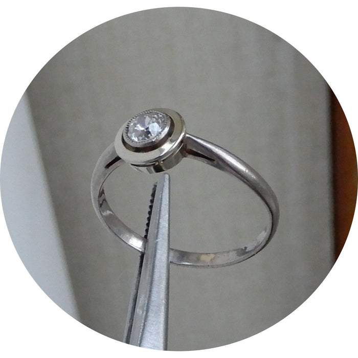 Ring, Diamant, Solitair, 18K Witgoud