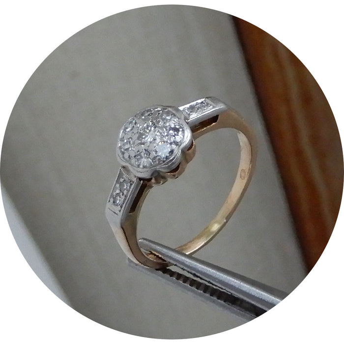 Ring, Diamant, Rozet, 14K