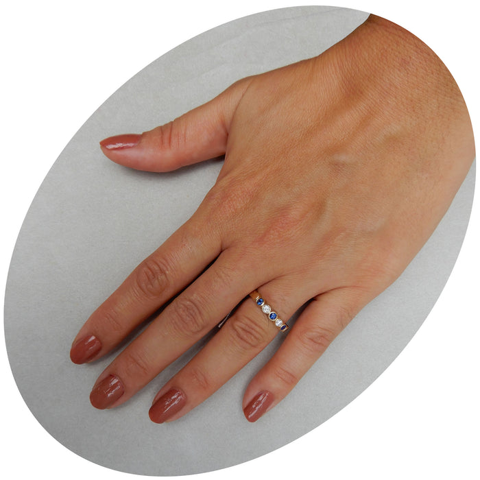 Ring, Rij, Saffier, Diamant, 14K