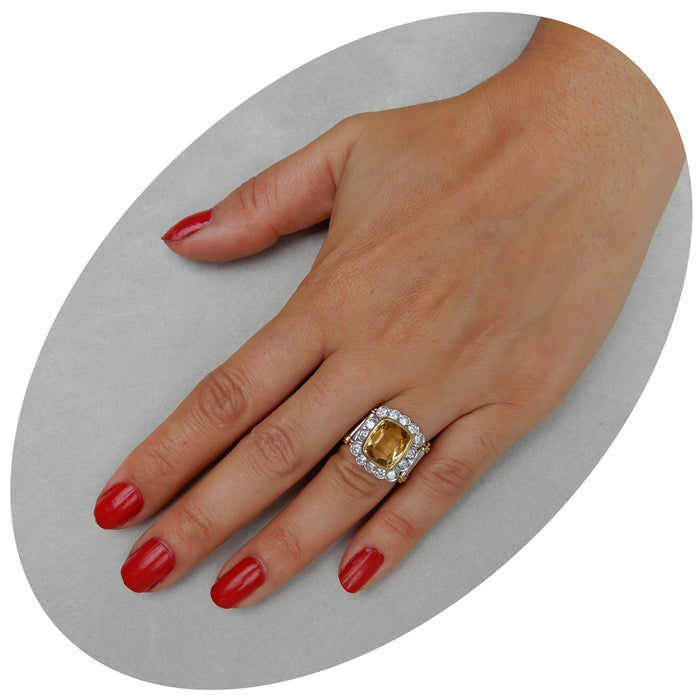 Ring, Citrien, Diamant, 18K Bicolor