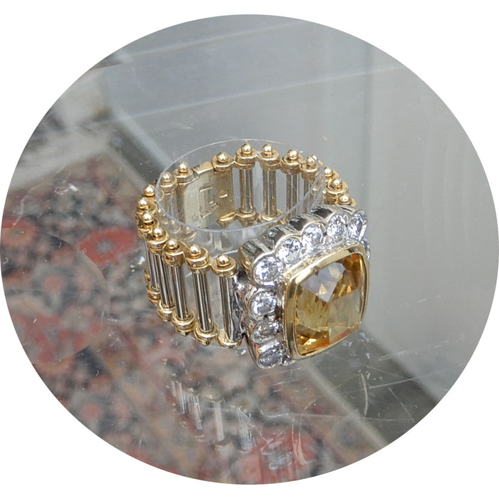 Ring, Citrien, Diamant, 18K Bicolor