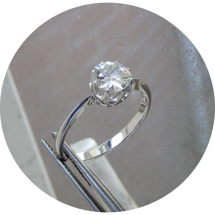 Ring, Diamant Solitaire, 14K, Vintage