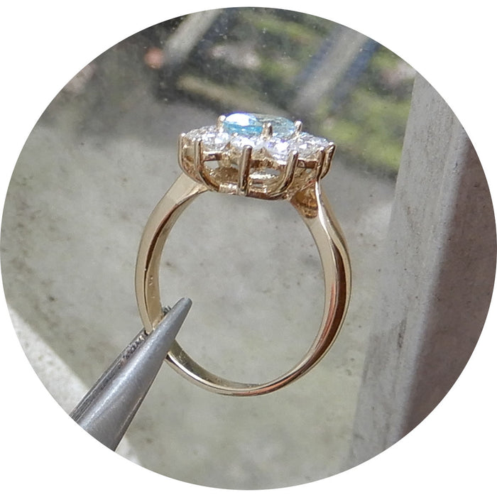 Ring, Aquamarijn, Diamant, 14K Geelgoud