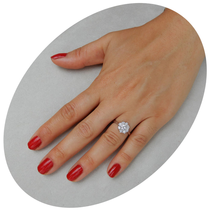 Ring, Diamant, Rozet, 14K Witgoud