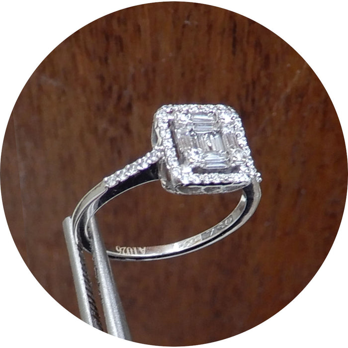 Ring, Diamant, Quadrant, 18k witgoud