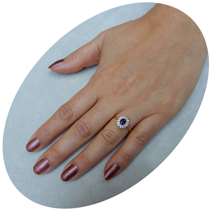 Ring, Saffier, Diamant, Entourage 14K